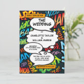 モダン漫画ブックアポップ・アートのートフォト結婚ズ 招待状 (スタンド正面)