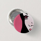 モダン漫画ポップ・アートのブックアートオブウーマン顔 缶バッジ (正面&裏面)