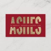 モダン灰がフェイク金ゴールドタイポグラフィ赤 名刺 (正面)