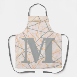 モダン灰色の幾何学線モノグラム エプロン