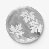 モダン灰色の水色とカエデ葉ラ ペーパープレート (正面)