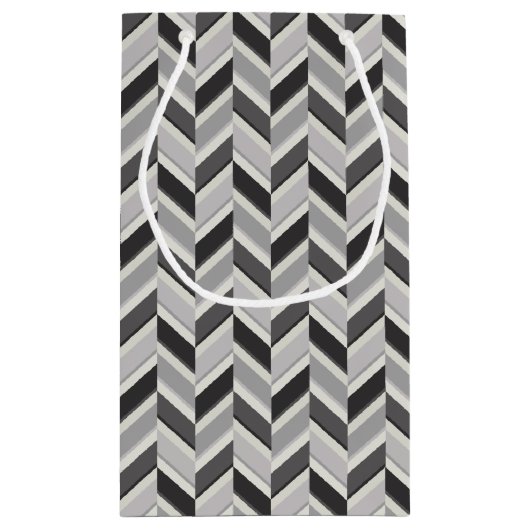 モダン灰色シボ幾何模様モノグラム スモールペーパーバッグ (裏面)