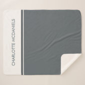 モダン炭シンプルパーソナライズされた名 シェルパブランケット (正面(横))