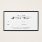 モダン炭ブラック縁どアポイントメントカード (正面)