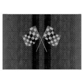 モダン炭素繊維ストライプスタイルのレーシングフラグ カッティングボード (正面)