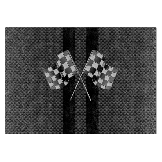 モダン炭素繊維ストライプスタイルのレーシングフラグ カッティングボード (正面)
