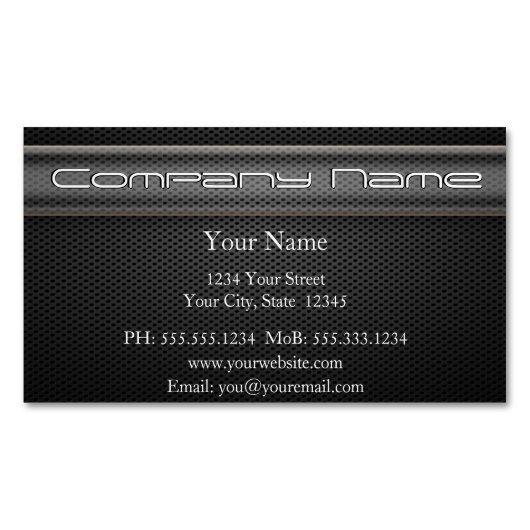 モダン炭素繊維ブラックビジネスカード磁石 マグネット名刺 (正面)