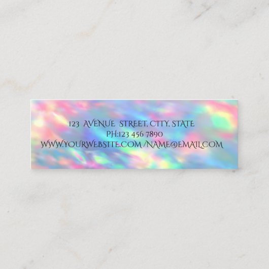 モダン点、ホログラフィックオプア スキニー名刺 (裏面)