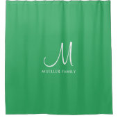 モダン無地のエレガント色の海の緑テンプレート名 シャワーカーテン (正面)