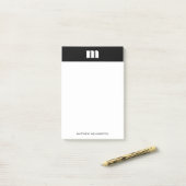 モダン無地のミニマル白黒カスタムモノグラム ポストイット (デスク上)