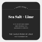 モダン無地のミニマル黒包装用キャンドル スクエアシール (正面)