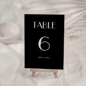 モダン無地の黒結婚のテーブル番号 テーブルナンバー