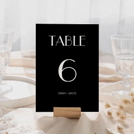 モダン無地の黒結婚のテーブル番号 テーブルナンバー