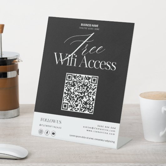 モダン無料WiFi QRコードサイン 台座サイン (インサイチュ)