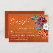 モダン焼きオレンジテラコッタ秋の結婚式 出欠カード (正面/裏面)