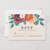 モダン焼きオレンジテラコッタ秋の結婚式 出欠カード (正面)