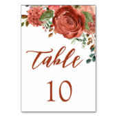 モダン焼きオレンジフローラテラコッタ結婚ズ テーブルナンバー (裏面)