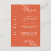 モダン焼きオレンジ色のフローラ結婚の詳細挿入 エンクロージャーカード (正面)