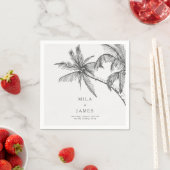 モダン熱帯エレガントミニマ結婚リスト スタンダードカクテルナプキン (インサイチュ)