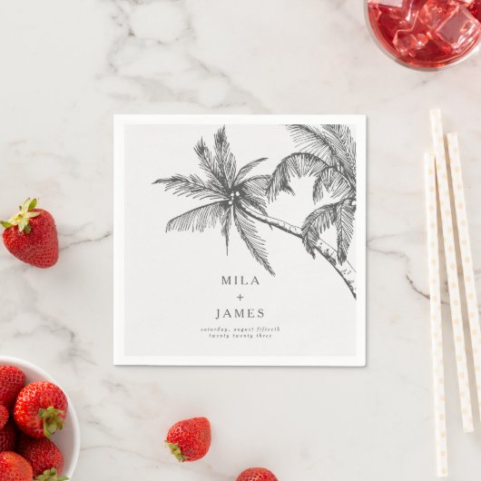 モダン熱帯エレガントミニマ結婚リスト スタンダードカクテルナプキン (インサイチュ)