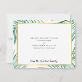 モダン熱帯性のヤシの葉が豊か離れにお礼 サンキューカード (裏面)