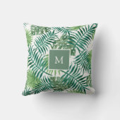 モダン熱帯水葉色モノグラムの クッション (裏面)