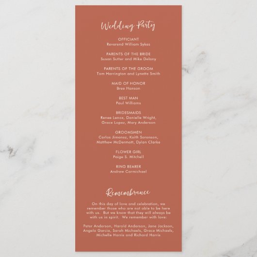 モダン燃えたオシンプルレンジ結婚ズ プログラム (裏面)