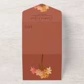 モダン燃えたオレンジ色のフローラエレガシンプルントウェディング オールインワン招待状 (外側)