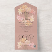 モダン燃えたオレンジ色のフローラエレガシンプルントウェディング オールインワン招待状 (内側)