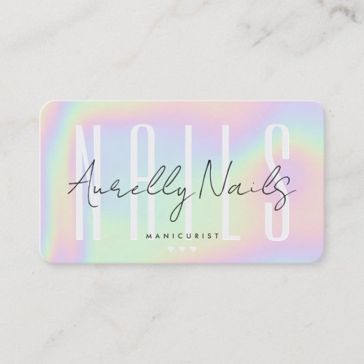 モダン爪、 ネイルテックマニキュリストホログラフアポイントメント 名刺 (正面)