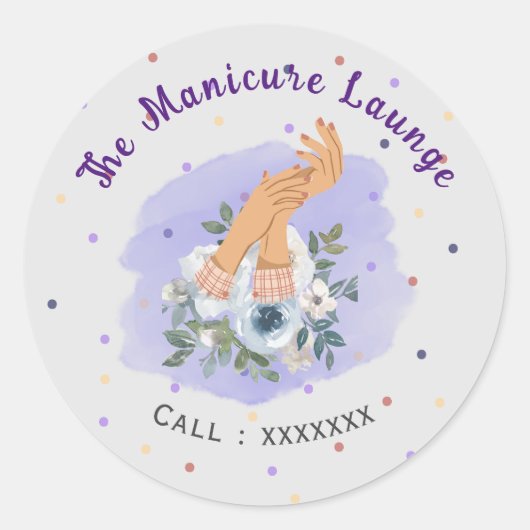 モダン爪、 ネイルビジネススクリプトタイポグラフィシール ラウンドシール (正面)