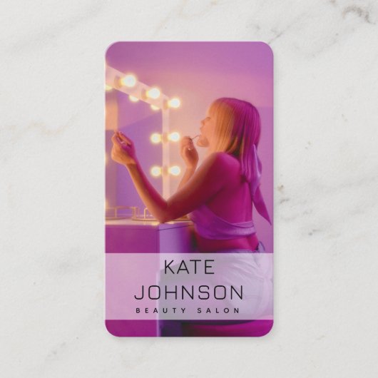 モダン爪、 ネイルビートイサロンメイクアップアーティストフォトパープル 名刺 (正面)