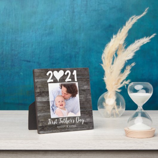 モダン父の日の脚本ハート木写真 フォトプラーク (インサイチュ)