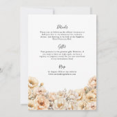 モダン牡丹の水色フローラが一つの中に結婚ある 招待状 (裏面)