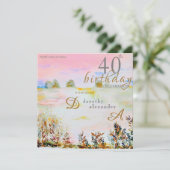 モダン牧草地フローラ景観誕生日 招待状 (スタンド正面)