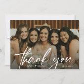 モダン特別カスタムな写真の結婚花嫁 サンキューカード (正面)