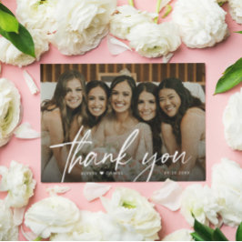 モダン特別カスタムな写真の結婚花嫁 サンキューカード