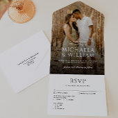 モダン独身のタイポグラフィ結婚写真 オールインワン招待状