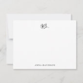 モダン独身の茎花紅白フラット ノートカード (正面)