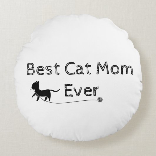 モダン猫シンプルの母さん ラウンドクッション (正面)