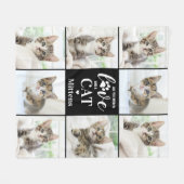 モダン猫好きペットパーソナライズされた8フォトコラージュ フリースブランケット (正面(横))