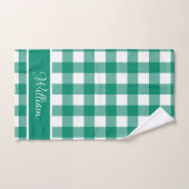 モダン玉緑の白バッファローのチェック バスタオルセット (ハンドタオル)