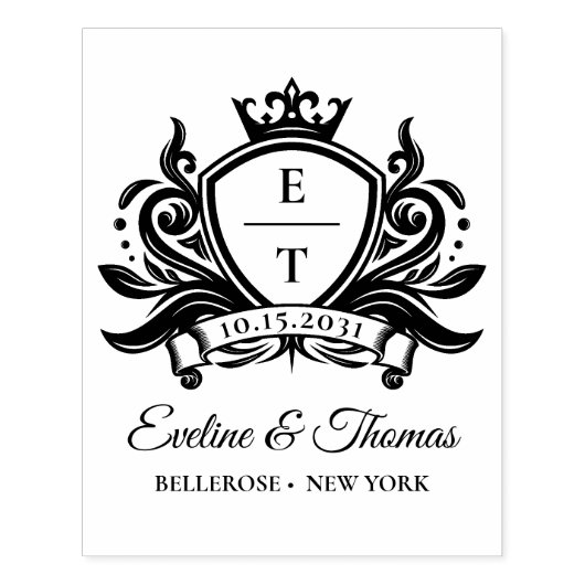 モダン王室のはっきりした結婚モノグラムのロゴエンブレム ラバースタンプ (インプリント)