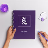 モダン王室のエレガントパープル2024シンプル年 プランナー手帳