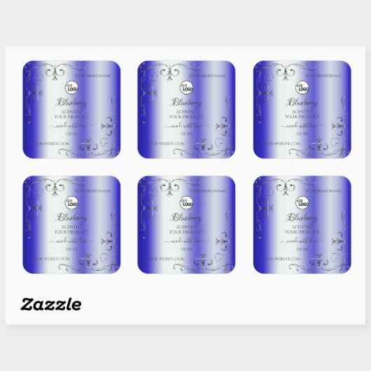 モダン王室のBlue Silver製品華美ラベルのロゴ スクエアシール (シート)