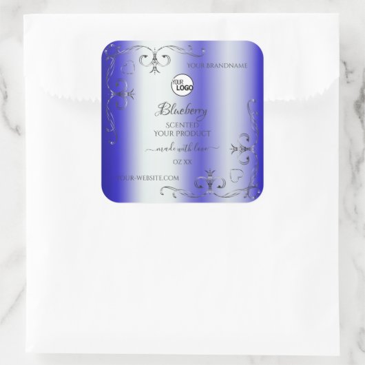 モダン王室のBlue Silver製品華美ラベルのロゴ スクエアシール (バッグ)