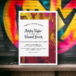 モダン現代抽象オイルペイントウェディング 招待状