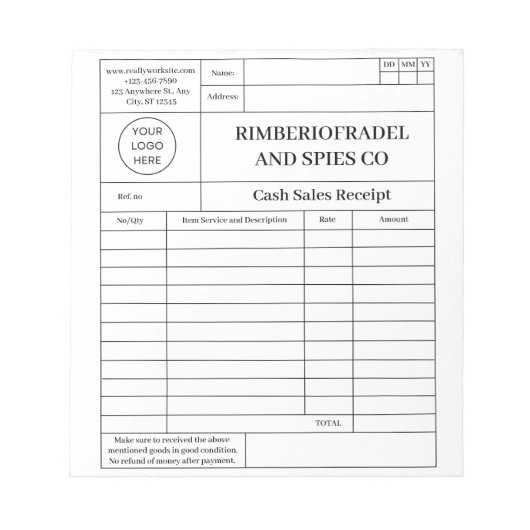 モダン現金 ノートパッド (正面)