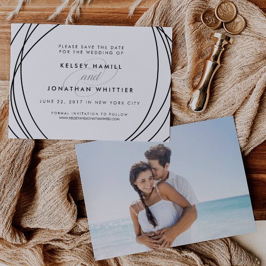 モダン球 |オプションのバックフォト日付の保存 セーブザデート