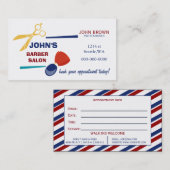 モダン理容師アポイントメントカード店 予約カード (正面/裏面)
